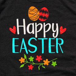 Happy Easter sign. Easter eggs. Floral decor Digital downloads