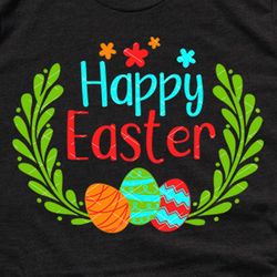 happy easter sign. easter eggs. floral decor wall art, t-shirt design  digital downloads