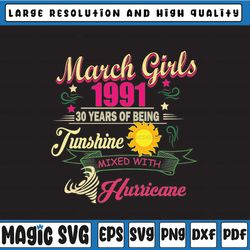 march girls 1991 birthday gift 30 years old made in 1991 svg png eps, easter bunny, digital download
