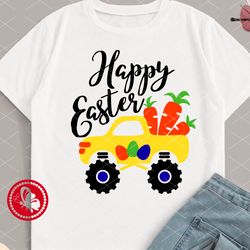 happy easter truck with carrots clipart. digital downloads