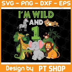 personalized kids age i'm wild and zoo theme birthday png, safari jungle png, custom zoo animal baby png, digital down