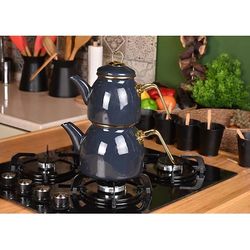 Gray Teapot Set / Turkish Tea Pot Set, Turkish Samovar Tea Maker, Tea Kettle for Loose Leaf Tea, Checkered Tea