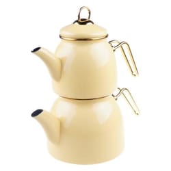 beige color teapot set / turkish tea pot set, turkish samovar tea maker, tea kettle for loose leaf tea, checkered tea