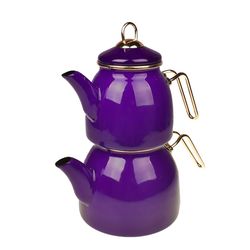 Purple Teapot Set / Turkish Tea Pot Set, Turkish Samovar Tea Maker, Tea Kettle for Loose Leaf Tea, Checkered Tea
