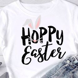 hoppy easter art. easter bunny ears. t-shirt design. digital downloads