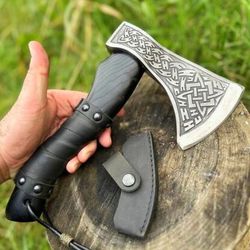 viking handmade forged high carbon steel tomahawk, hatchet & integral axe a masterpiece for camping & outdoor activities