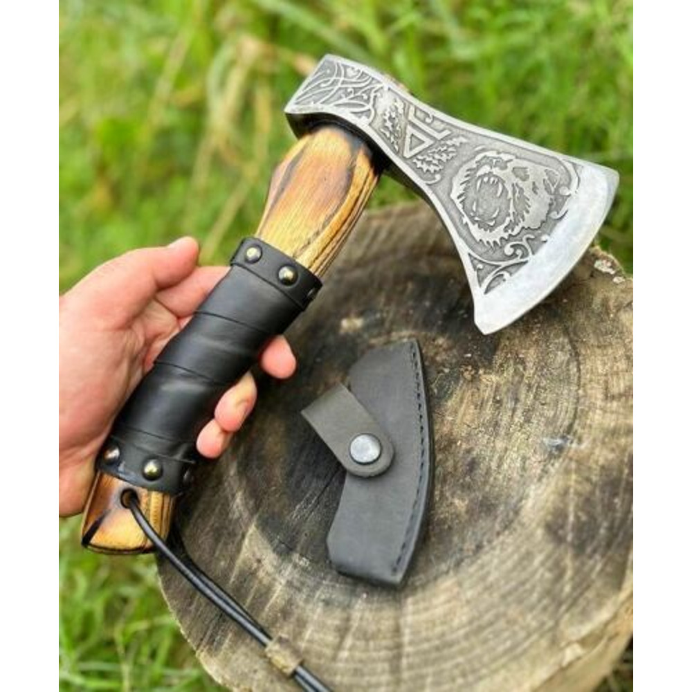 Viking Handmade Forged High Carbon Steel Tomahawk, Hatchet & Integral Axe A Masterpiece for Camping & Outdoor Activities (2).jpg
