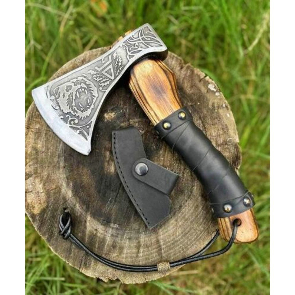 Viking Handmade Forged High Carbon Steel Tomahawk, Hatchet & Integral Axe A Masterpiece for Camping & Outdoor Activities (3).jpg