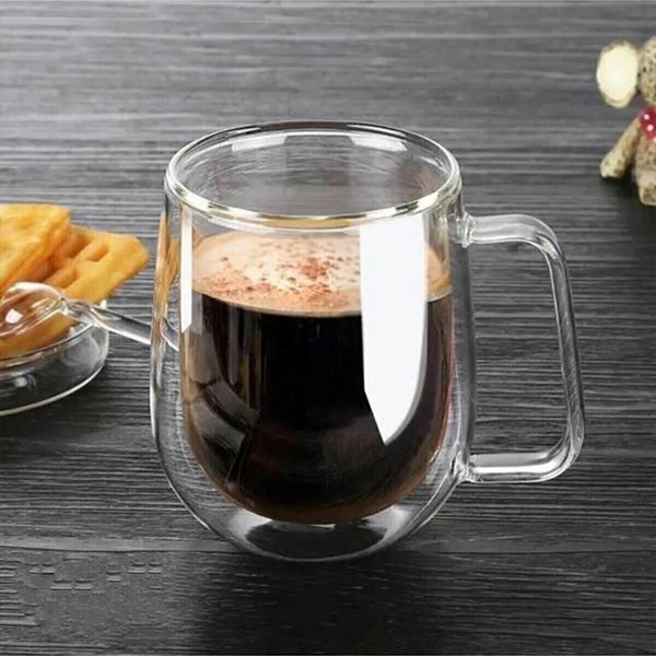 Glass Coffee Mugs,300ml/10oz Double Walled Insulated Coffee - Inspire Uplift