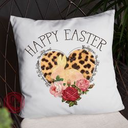 Happy Easter sign. Heart Easter rabbit, roses Sublimation designs Sublimate print