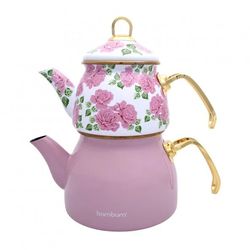 Pink Teapot Set / Turkish Tea Pot Set, Turkish Samovar Tea Maker, Tea Kettle for Loose Leaf Tea,