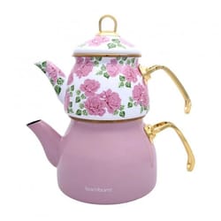 pink teapot set / turkish tea pot set, turkish samovar tea maker, tea kettle for loose leaf tea,