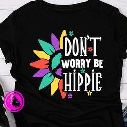 don't worry be hippie rainbow sunflower clipart sun seashell ocean cruise summer print