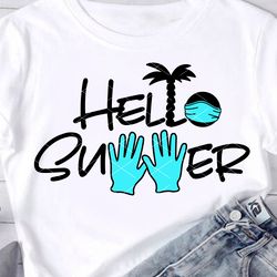 hello summer text sun sea ocean cruise quarantine print medical mask