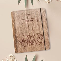 Easter Book, Christian Gifts for Mother, Wooden Notebook Binder, Christian Journal, Religious Gifts, Easter Design