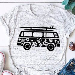 hippie bus print sun sea ocean cruise tropical summer clipart
