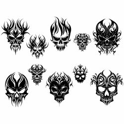 Skull SVG Bundle, skull clipart, cute skull svg, skull tattoo svg, skull svg, Tribal skull svg, halloween skull head