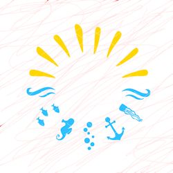 summer frame clipart sun sea ocean beach seashells print