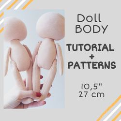 Tilda doll PDF body tutorial and patterns, DIY cloth doll instructions to sew your own soft decor dolls