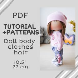 Handmade soft doll PDF tutorial and patterns DIY fabric doll instructions