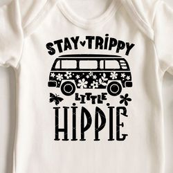 Stay trippy little hippie quote Hippie Bus print Flowers Sun Sea Ocean Summer clipart