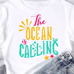 The ocean is calling Quote Sun Sea Cruise Tropical Fruits print