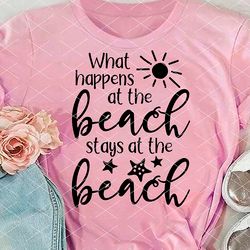 what happens at the beach stays at the beach humorous quote. sun sea ocean cruise summer color print