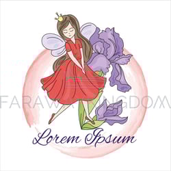 nice girl floral princess fairy cartoon vector illustration set
