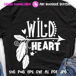 Wild heart Hippie print Arrow , feathers, Flowers Summer clipart