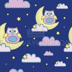 night owl sleep cartoon seamless pattern vector illustration