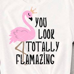 You look totally flamazing Quote. Pink Flamingo pint Summer art Amazing