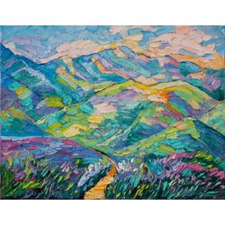 Hills Painting Landscape Original Art Impressionist Art Impasto Painting Summer Artwork 16"x20" by KseniaDeArtGallery