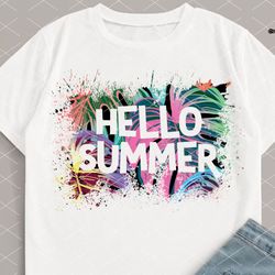 hello summer sun ocean cruise summer tropical palm leaves print sublimation designs