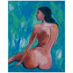 Nude Girl Painting Figurative Original Art Impressionist Art Impasto Painting Woman Artwork 20"x16" by KseniaDe