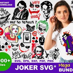 1000 files joker svg eps png, joker bundle svg, for cricut, silhouette, digital, file cut