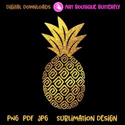 pineapple print gold glitter summer tropical fruits sublimation designs downloads