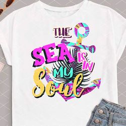 the sea is in my soul anchor art summer tropical palm leaves print sublimation designs
