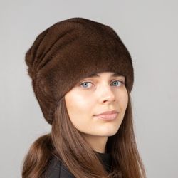 Ladies mink hat. Women Winter Cap Mitten Mink. Elegant Mink Hat. Winter Mink Hat. Real Fur Hats. Mink Hats. Fur mink Hat