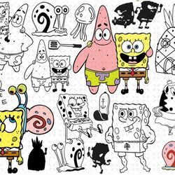 spongebob bundle svg, 1500 files spongebob svg eps png, for cricut, silhouette, digital, file cut