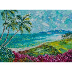 Hawaii Painting Ocean Original Art Impressionist Art Impasto Painting Seascape Artwork 20"x28" by KseniaDeArtGallery