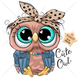 Cute Cartoon Owl PNG, clipart, Sublimation Design, Cool, Glasses, print, clip art, Dress