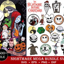 1500 file nightmare before christmas svg mega bundle svg eps png, for cricut, silhouette, digital, file cut