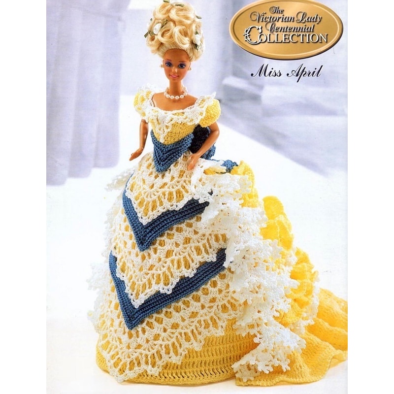 Beautiful yellow dress for Barbie-gown crochet vintage pattern.jpg
