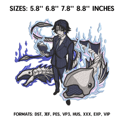 chrollo lucifer embroidery design file, hunter x hunter anime embroidery design, anime pes design. chrollo lucilfer