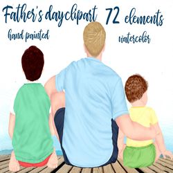 Father and children clipart: "FATHER'S DAY CLIPART" Daddy clipart Watercolor clipart Infant baby Little Boy Best Dad cli