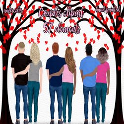couples clipart: "custom couples" male clipart girls clipart watercolor people boyfriend girlfriend mug designs planner