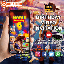 toy story video invitation, toy story invitation, toy story birthday invitation, toy story animated invitations buzz