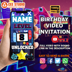 Video Game Invitation, Video Gamer digital party evite, Gaming Party Invitation, Video Game Birthday Invitation