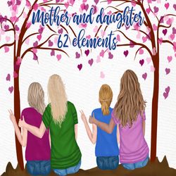mother and daughter clipart: "mother clipart" mother's day clipart mom and child family clipart parent clipat mom mug cl
