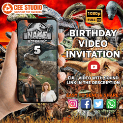 jurassic world video invitation, birthday party, jurassic world video invite, jurassic world animated invitation
